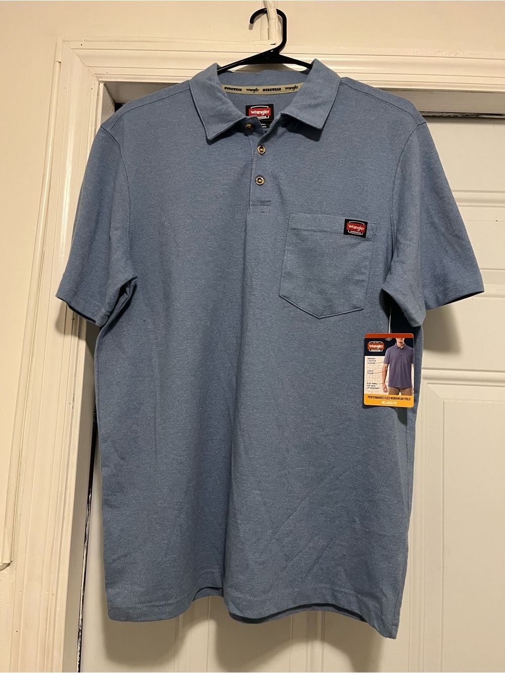 Wrangler Men's Dusty Blue Polo with Chest Pocket